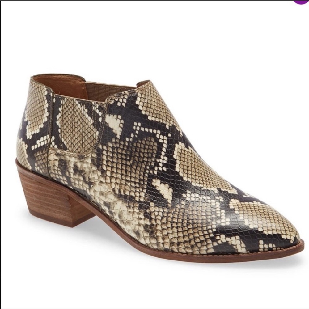 NIB Low Chelsea Boots in Snake Embossed Leather